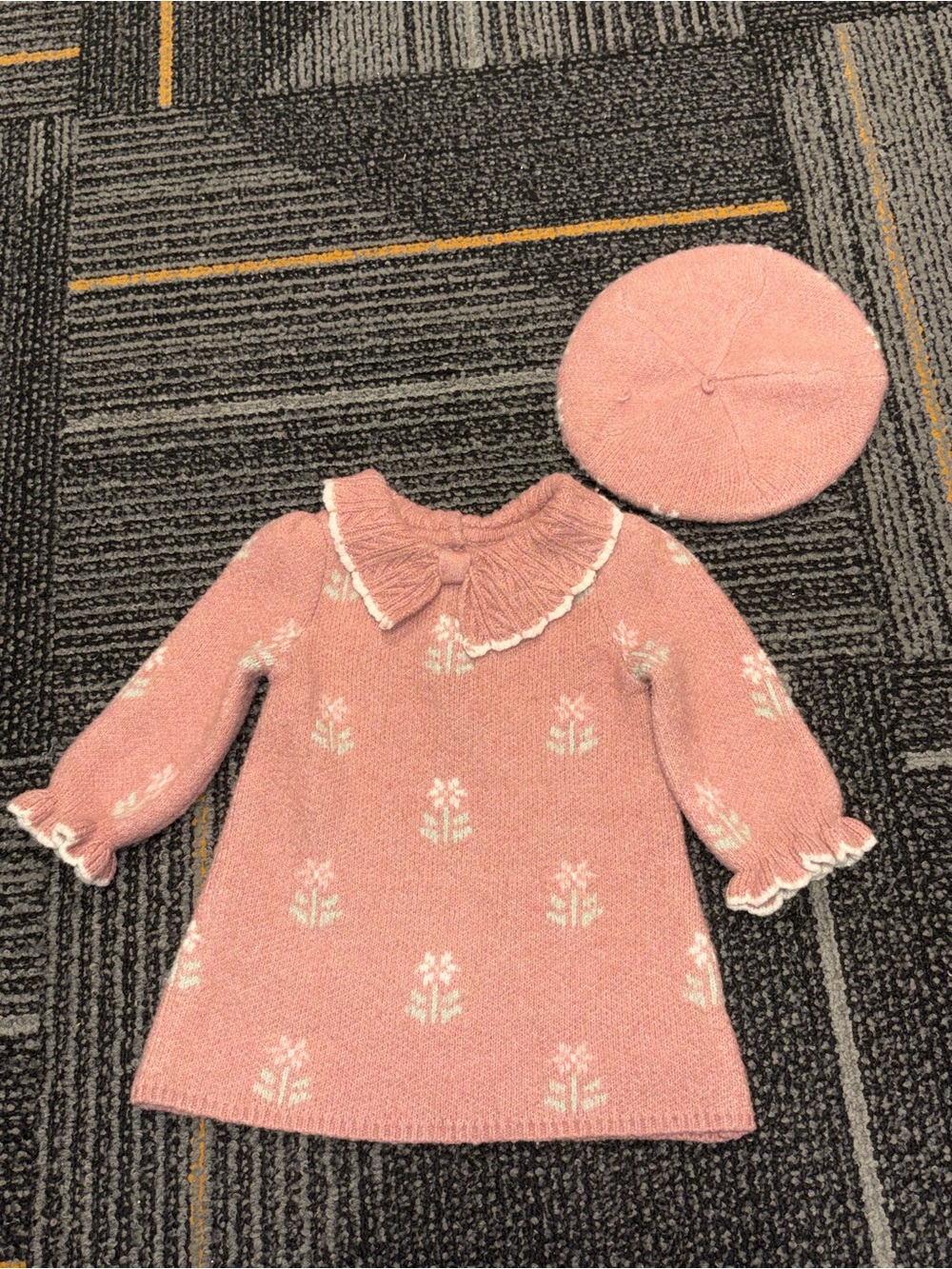 Cynthia Rowley Rose-Pink Knit Dress with Matching Beret